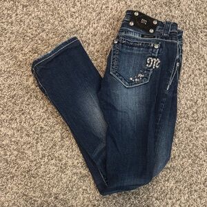 Miss Me Dark Blue Embellished Boot Cut Jeans
